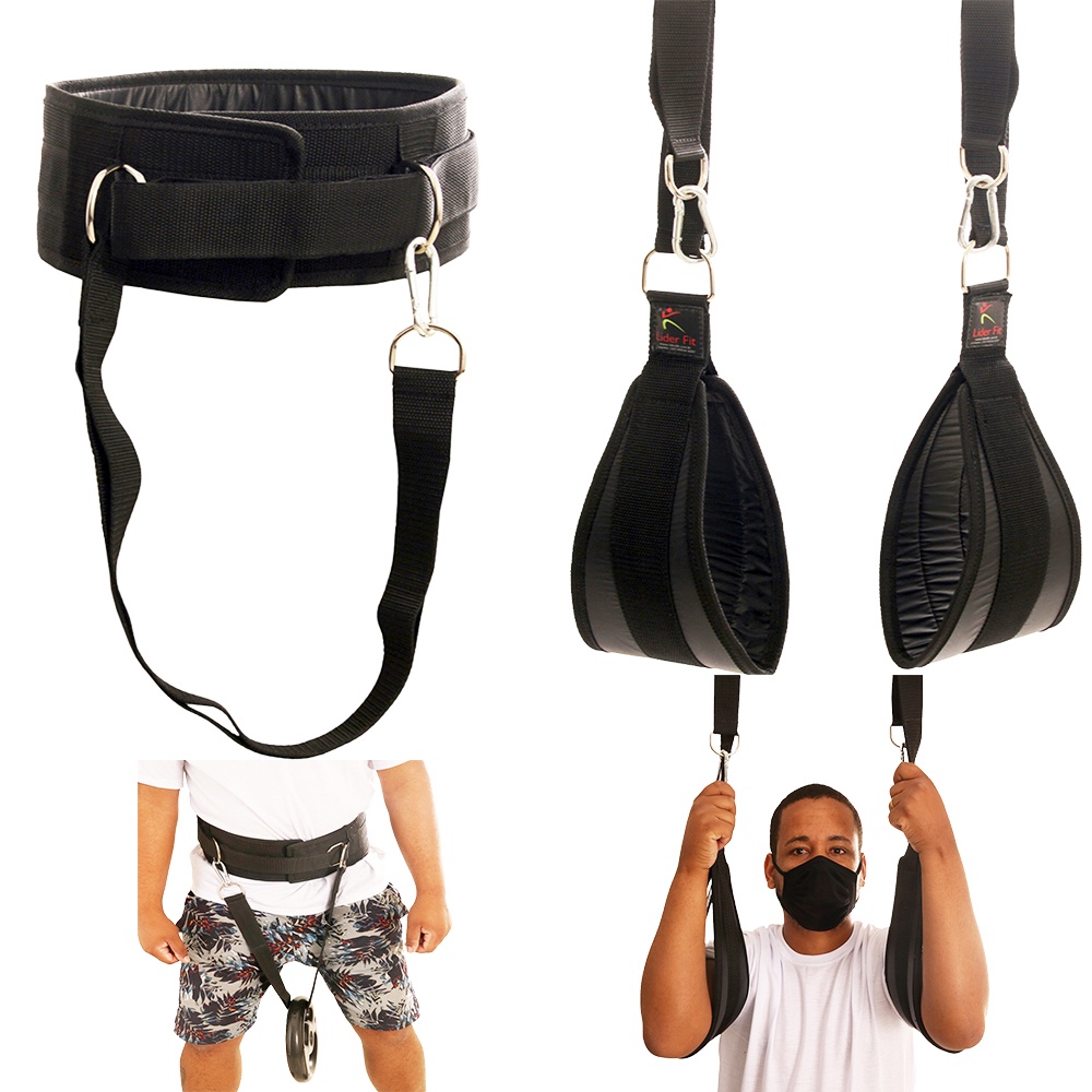 Cinturão Musculação Para Agachamento E Anilha + Tipoia Para Treino Abdominal Suspenso