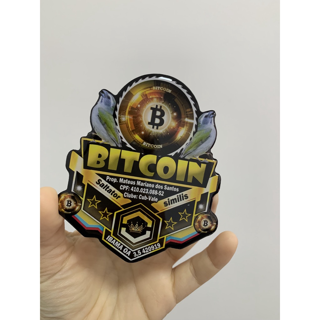 Placa de gaiola para pássaro personalizada resinada; bitcoin, placa para coleiro, placa de trinca ferro, placa de azulão, placa de curió, placa de tiziu, placa para galo de campina, placa para bigodinho, placa para sibite, etc