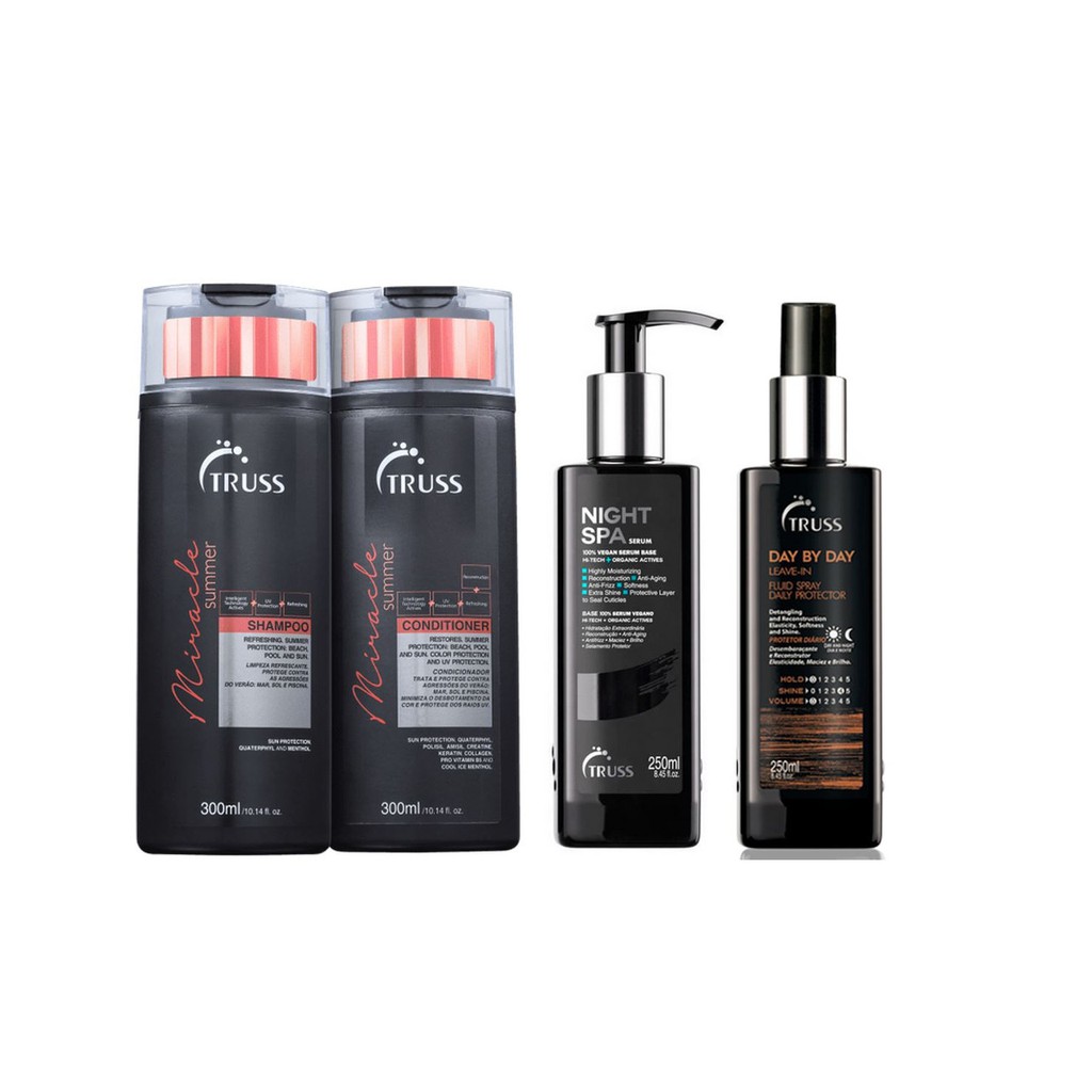 Truss Miracle Summer Shampoo e Condicionador e Night Spa e Day by Day