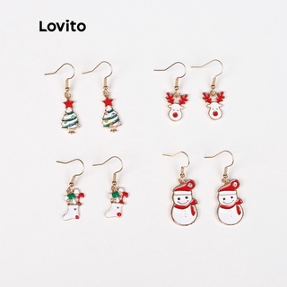 Lovito 1 Par de Coleção de Natal e Boneco de Neve Alce Árvore de Liga de Brincos Suspensos A07016