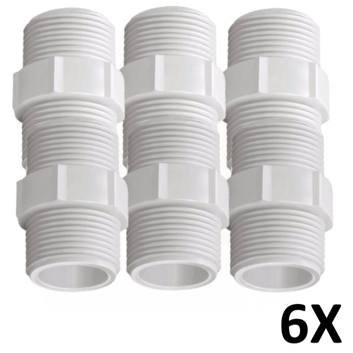 Kit 6 Niple/Nipel PVC Roscavel 1.1/2" Branca (50mm) Tigre