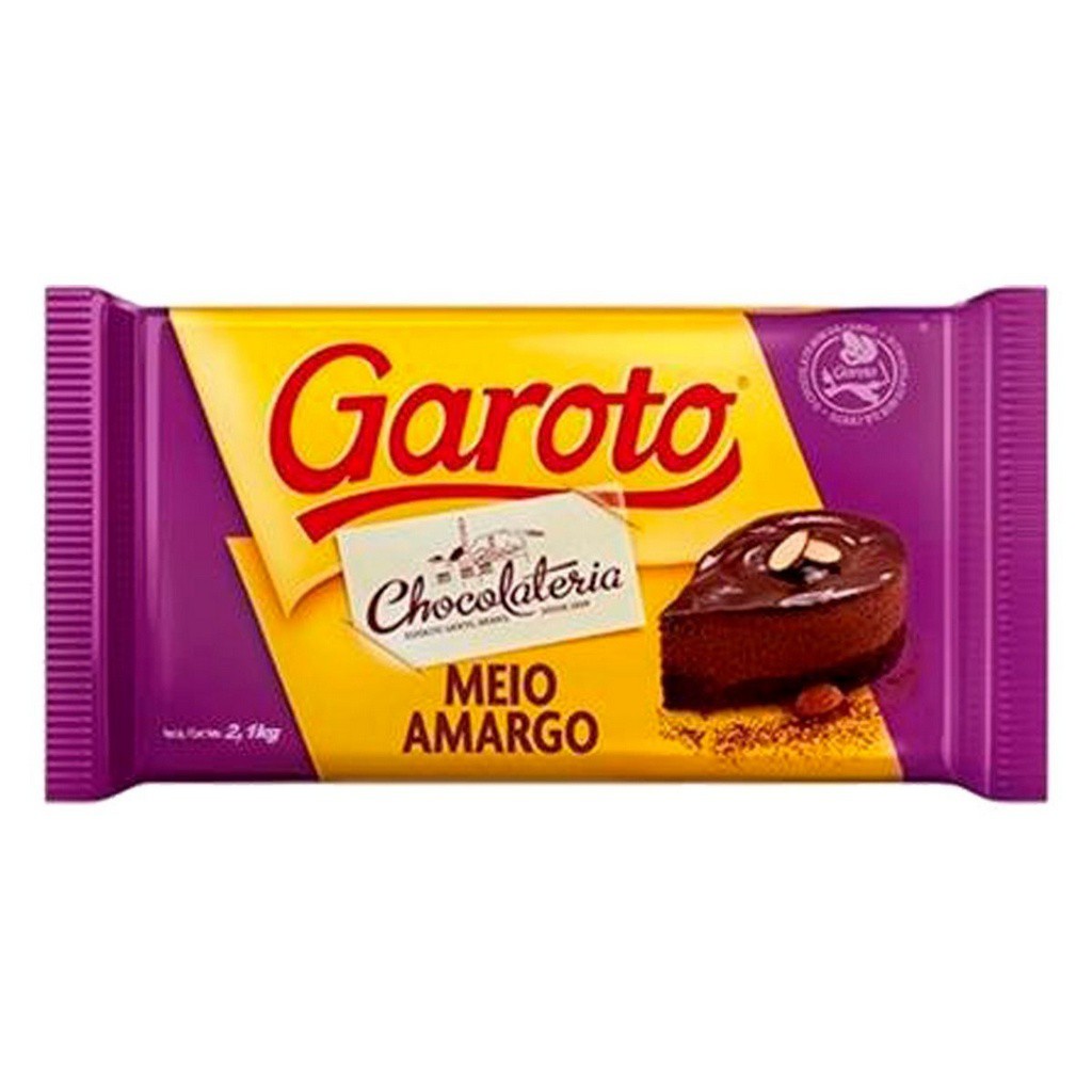 Barra de Chocolate Garoto Meio Amargo 2,1 KG Shopee Brasil