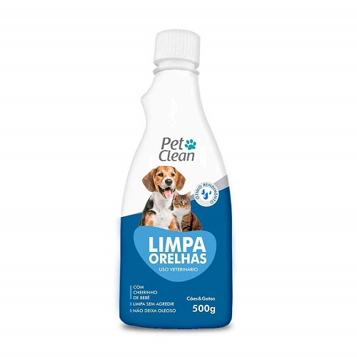 Limpa Orelha 500ml Pet Clean Limpador De Ouvido Cães Higiene