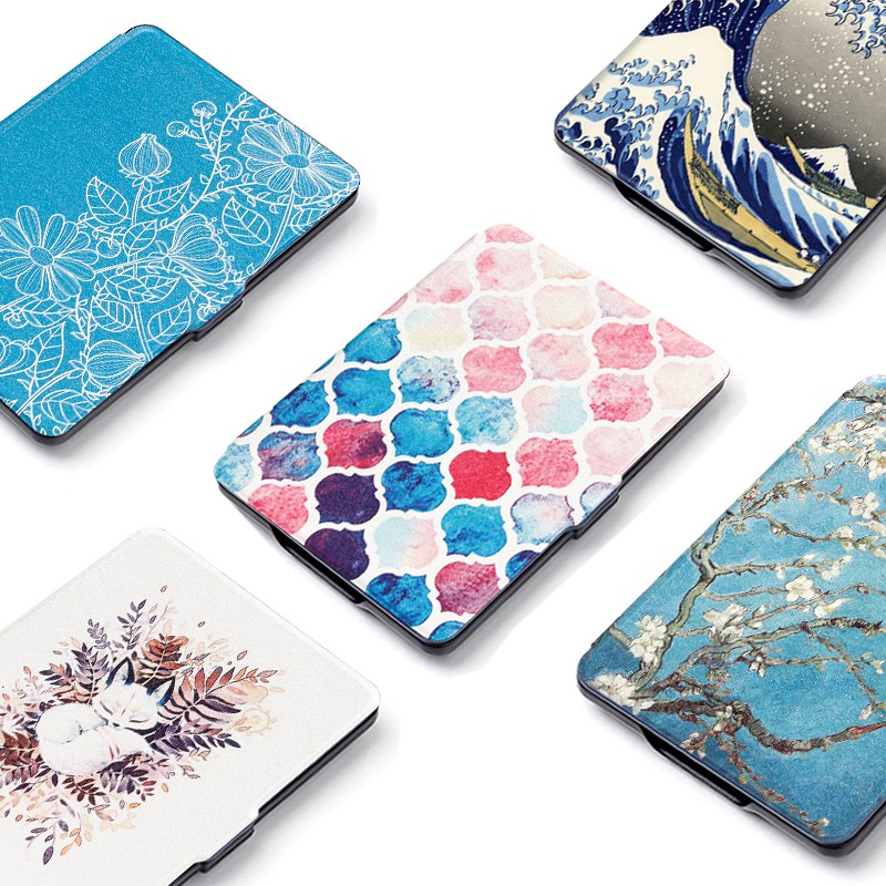 Capa Para Kindle Paperwhite Pintado Slimshell Inteligente 5/6/7th EY21/DP75SDI Magnética De Couro PU Leve Premium