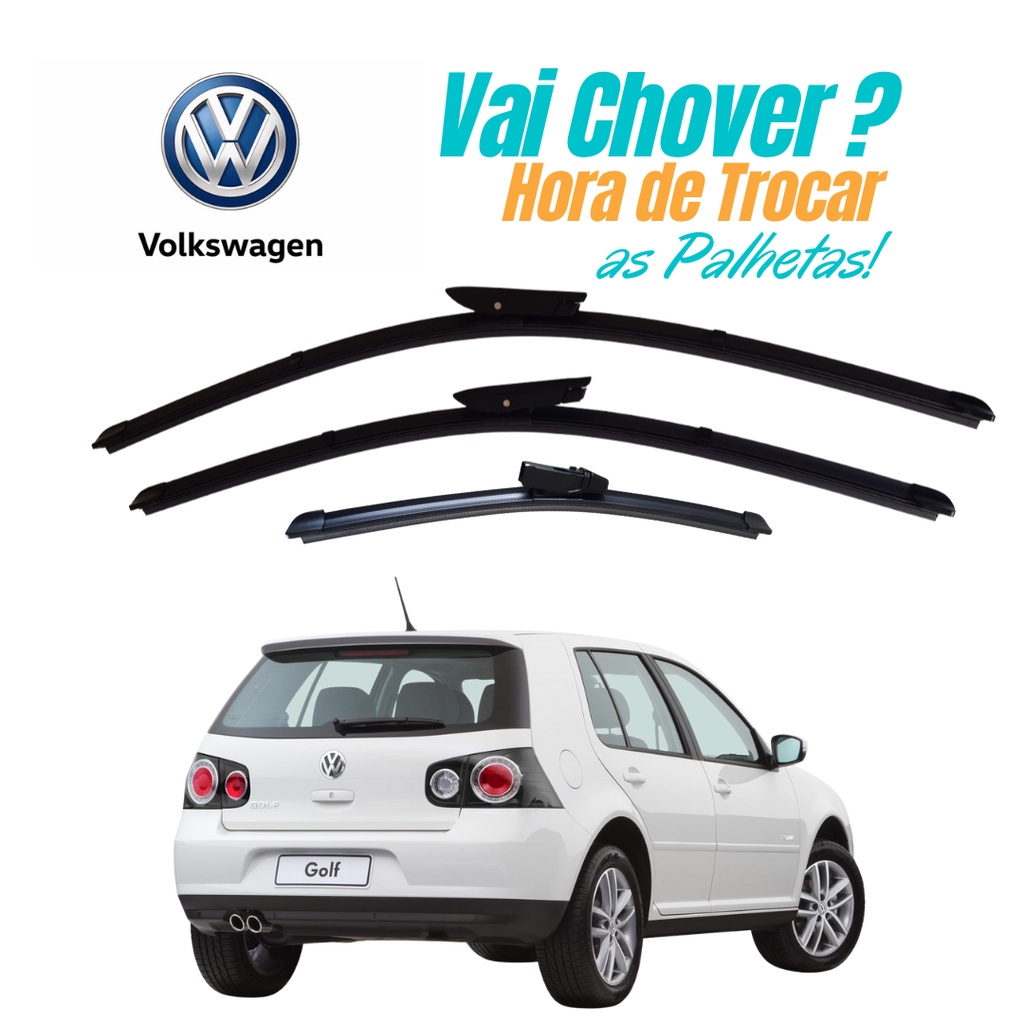 Kit de 3 Palhetas para Limpador de Parabrisa Dianteiro + traseiro para Golf G4 Sportline 2008 á 2012 em Oferta na Shopee