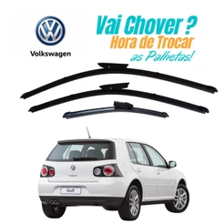 Kit de 3 Palhetas para Limpador de Parabrisa Dianteiro + traseiro para Golf G4 Sportline 2008 á 2012