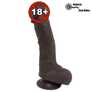 Consolo De Gigante Marrom Pinto Gigante Chocolate 21cm x 5,0cm Com Escroto E Ventosa – Sexshop