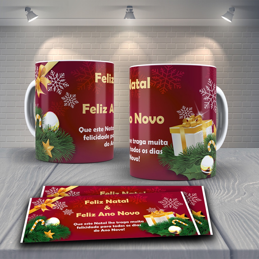 Caneca Personalizada de Porcelana Natal e Ano Novo | Shopee Brasil