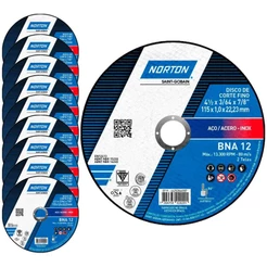 Disco de Corte para Metal e Inox 4.1/2 POL BNA 12 Kit com 10 Unidades NORTON