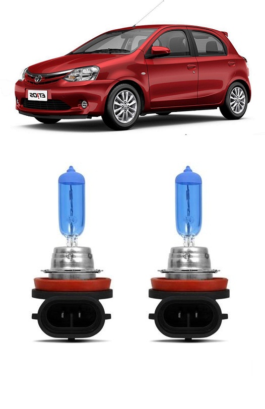 Par Lampada Super Branca Farol de Milha Etios Hatch 2013 2014 2015 2016 2017 2018 2019 8500K H16