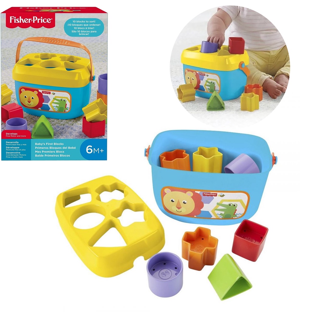 Brinquedo Primeiros Blocos Fisher Price Balde Encaixe Shopee Brasil