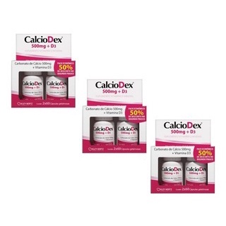 Kit 3 Cálcio + Vitamina D CalcioDex 500mg c/ 2x60 capsulas gelatinosas