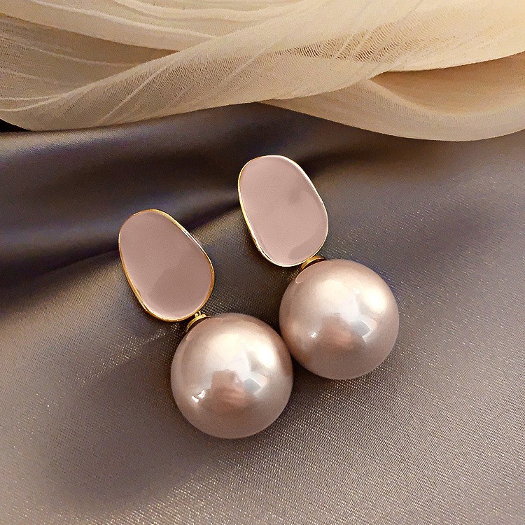 Brincos De Pérola Esmaltado Para Mulheres Elegantes