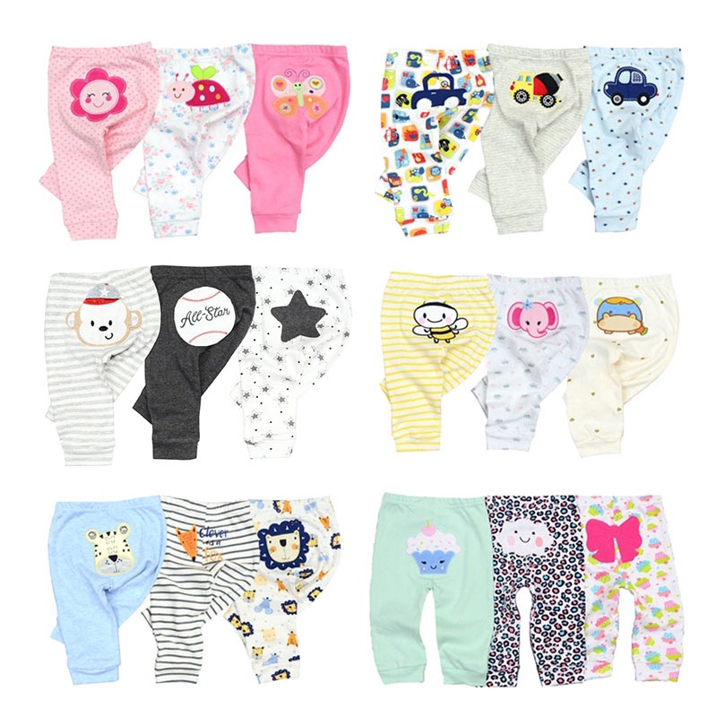 kiddiezoom Calças Para Bebês Recém-Nascidos Meninas 100 % Algodão Macias De 0 A 24 Meses