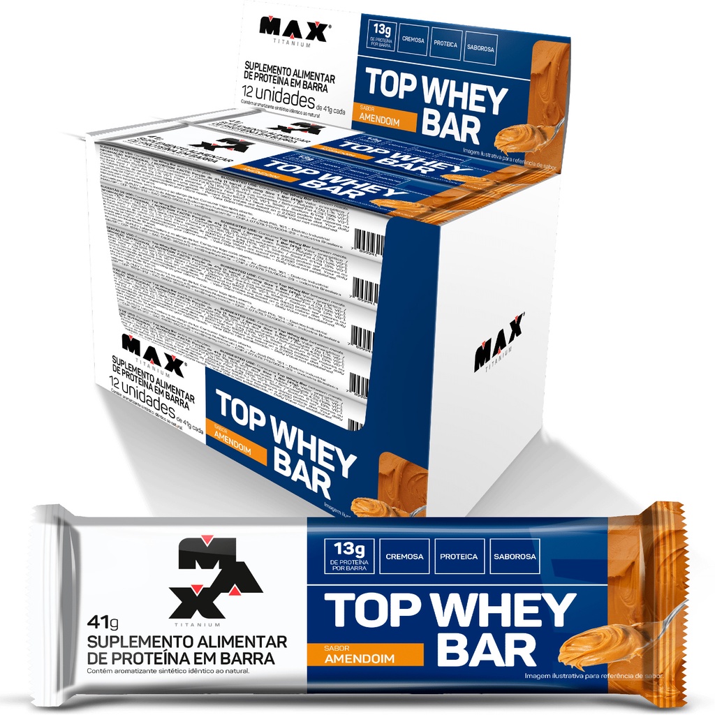 Barra de Proteína Top Whey Bar - (12un x 41g cada) (492g) - Max Titanium