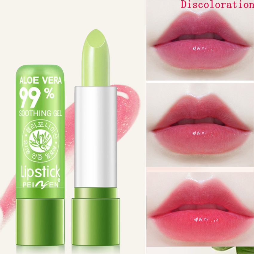 Batom que muda a cor da geléia de aloe vera/bálsamo labial hidratante e duradouro/bálsamo labial que muda a temperatura