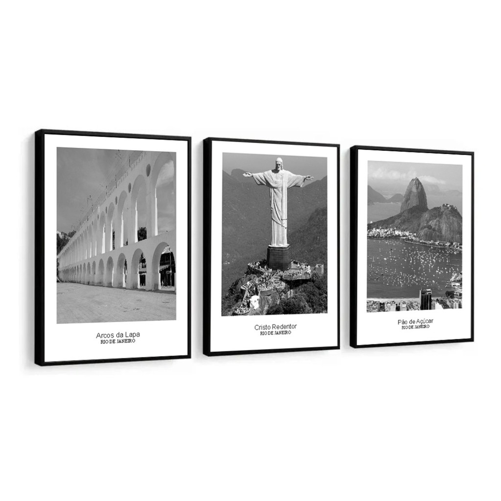 Quadro Decorativo Rio De Janeiro Arcos Da Lapa Cristo Redentor Moldura