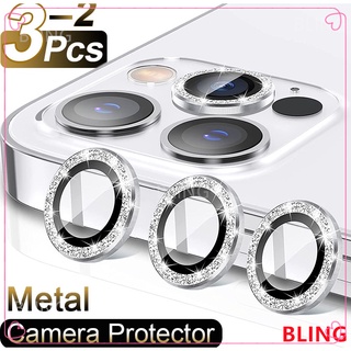Bling Diamante Camera Lens Protector Para iPhone 15 14 13 12 11 Pro Max 14 15 Plus 12 13 Mini Metal Anel Lente Da Câmera Película De Proteção De Vidro Temperado Cobrir