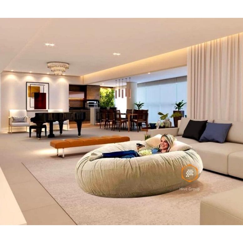 Puff Grande Marrom Redondo em Tecido Suede ou Courino 1.20x50 Sem enchimento Extra Macio Lançamento