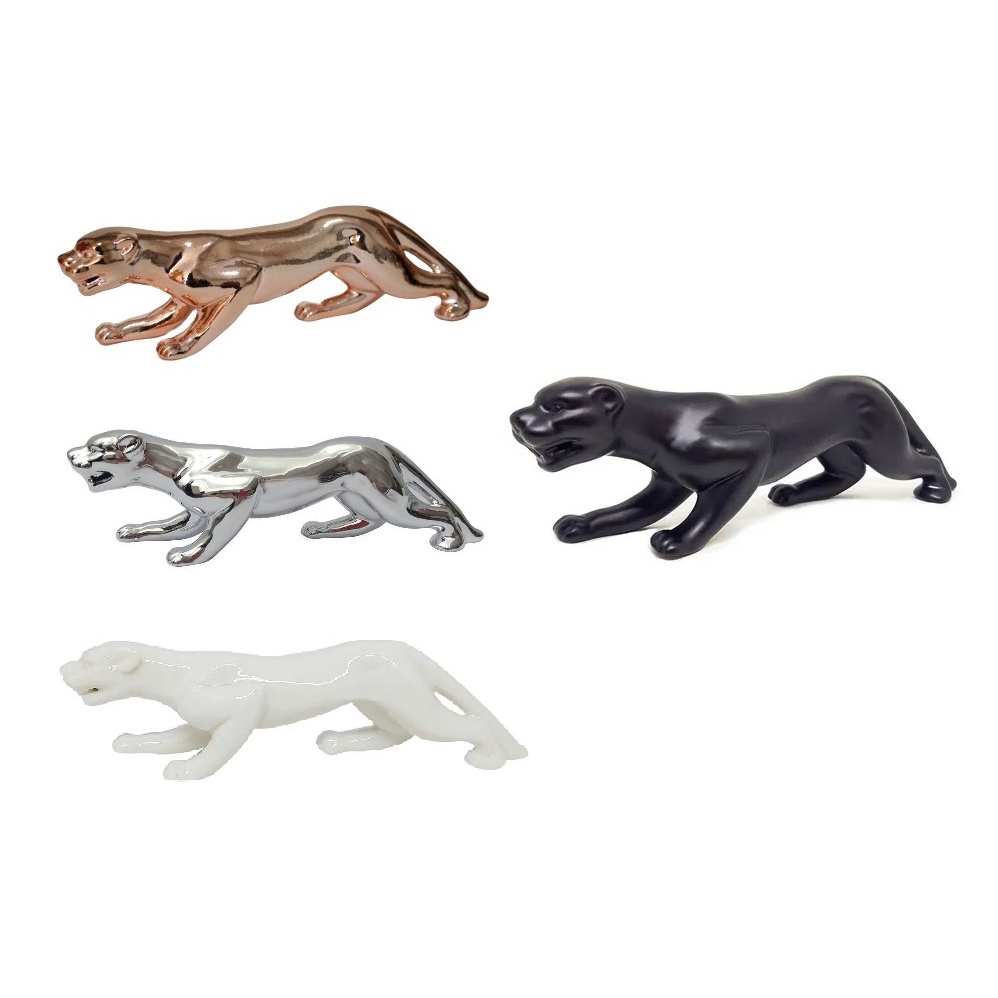 Enfeite Decorativo Estátua Em Cerâmica Luxo Pantera 20cm Rosé Gold/ Prata/ Preto/ Branco em Oferta na Shopee
