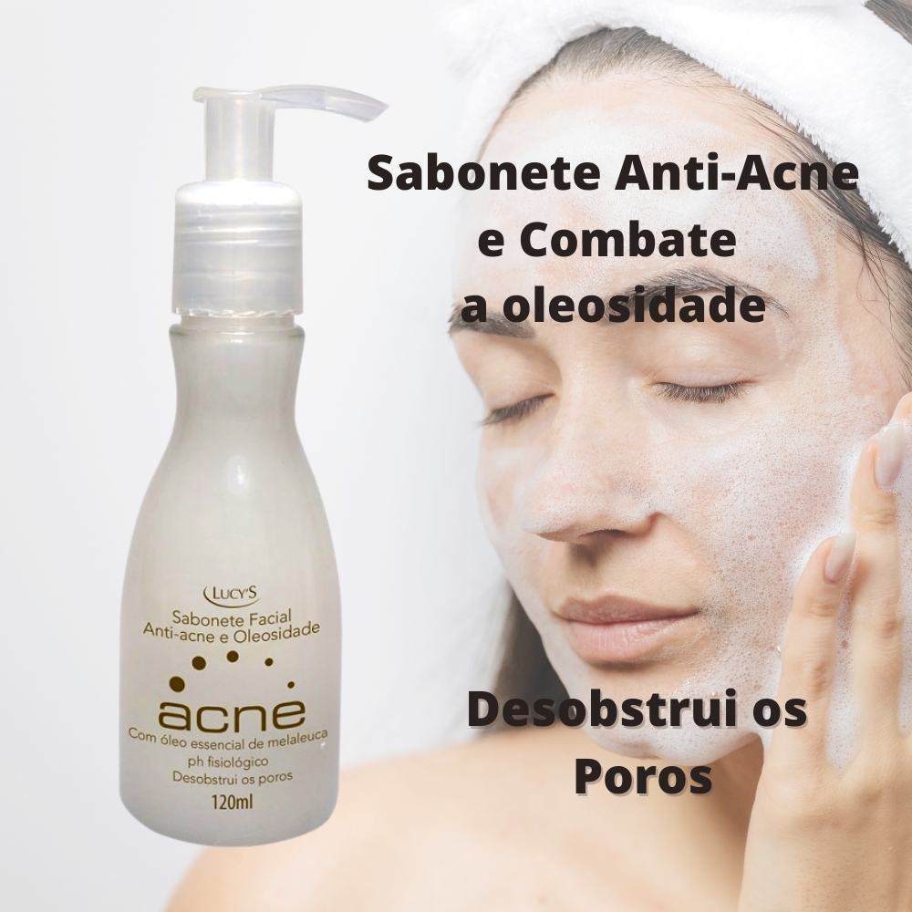 Sabonete Líquido Acne Auxilia no Combate a Acne e Cravos Limpeza Profunda Lucy's 120ml.