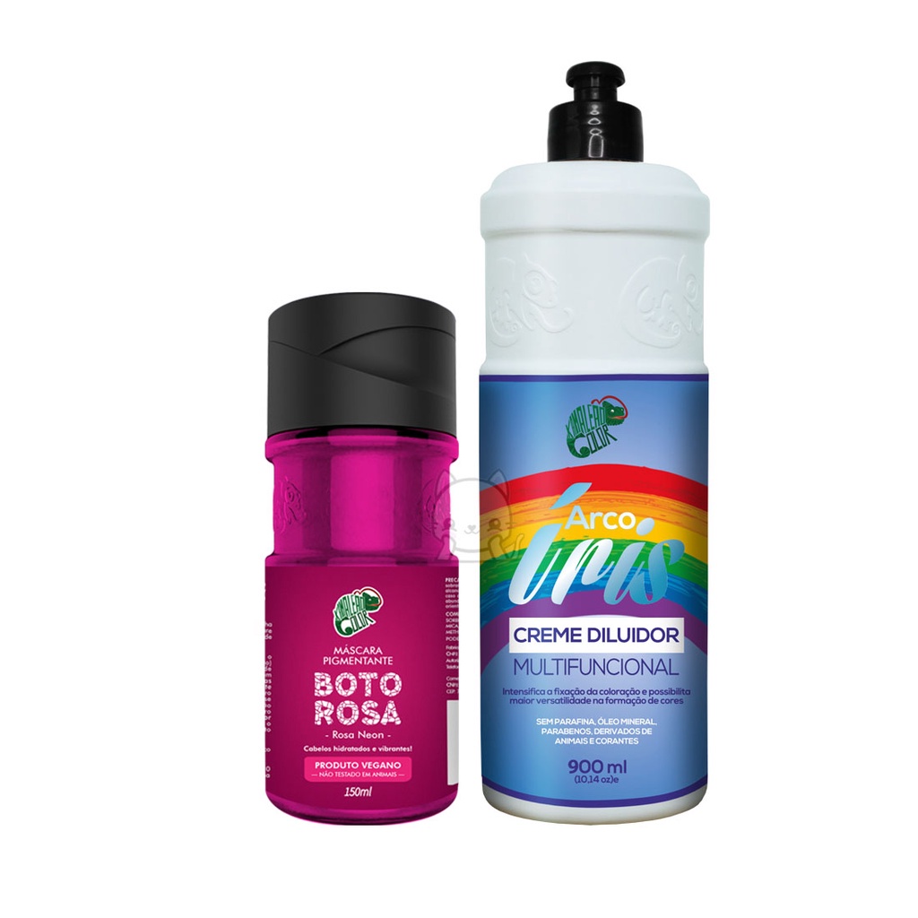 Kit 1 Boto Rosa + 1 Creme Diluidor 900ml - Kamaleão Color