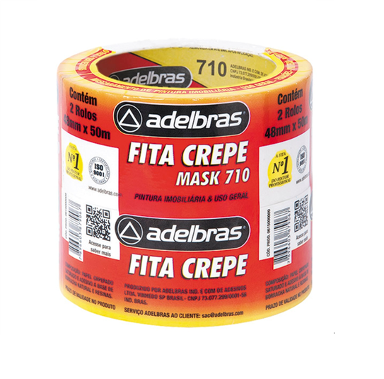 Fita Crepe Mask 710 Imobiliária 48mmx50m C/ 2 Rolos Adelbras