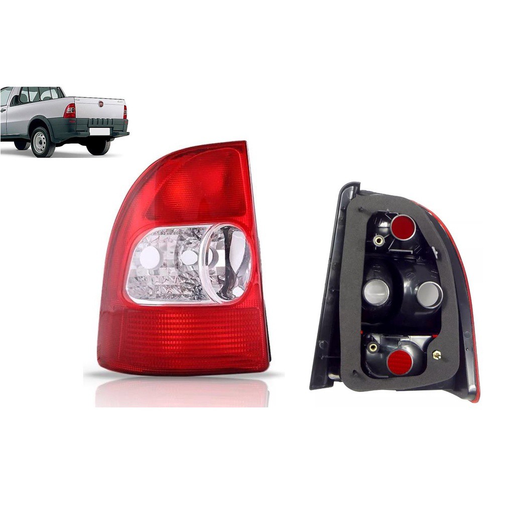 Lanterna Traseira Fiat Strada 2001 2002 2003 2004 Lado Esquerdo Lado do Motorista Rubi/Cristal