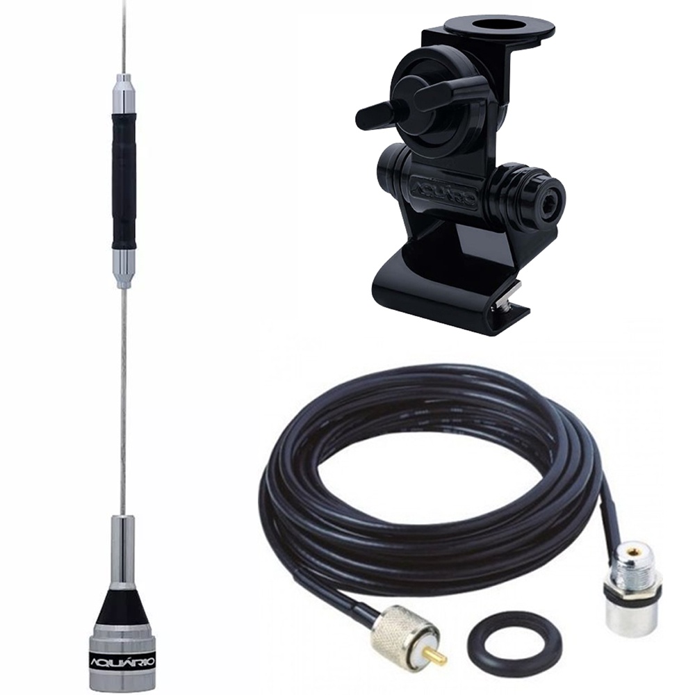 Antena Px 67cm B-2050 Carro Cabo Coaxial 5,5m Suporte Porta Malas Capô