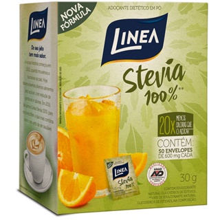 Adoçante Pó Sachê Stevia 100% Linea 30g 50 Sachês de 0,6gr em Oferta na Shopee