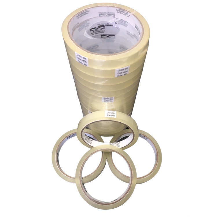 Fita adesiva transparente fina Rolo 12mm x 40m -  Pacote 20un em Oferta na Shopee