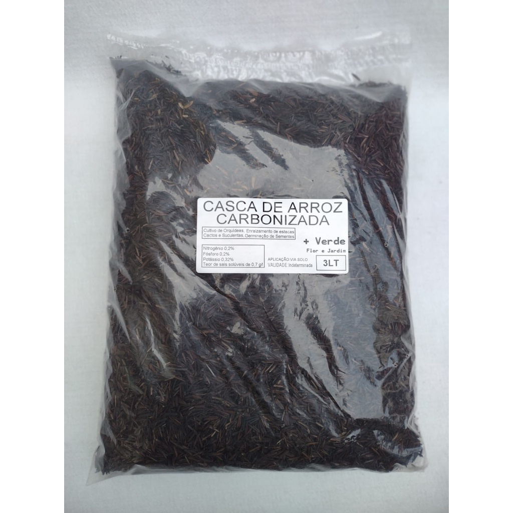 Casca De Arroz Carbonizada 3 Litros