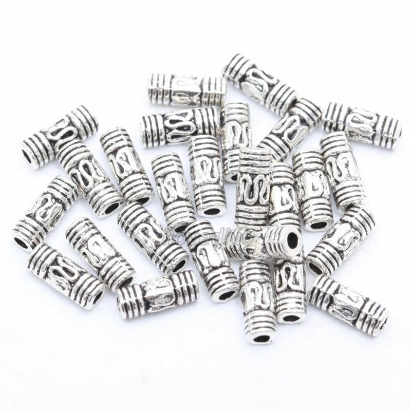 Detalhes do 50pcs Espaçador De Coluna De Prata Com Contas DIYJewelry Making 8x3mm