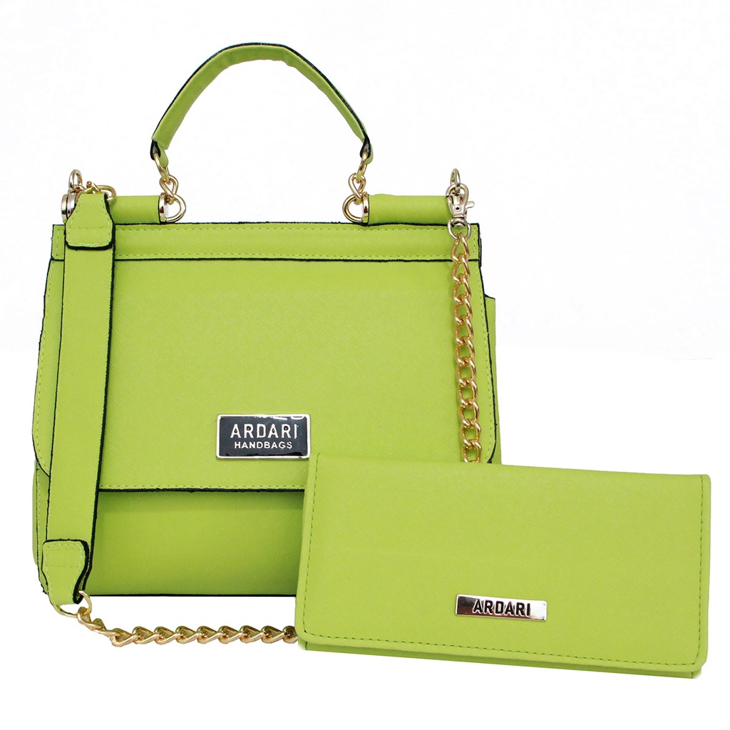 Kit bolsa feminina transversal com alça de corrente + carteira porta cartão lançamento Ardari
