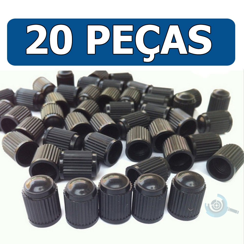 Kit 20 Tampinhas de Plástico Pretas Para Bico Pneu Carro Bike ou Moto em Oferta na Shopee