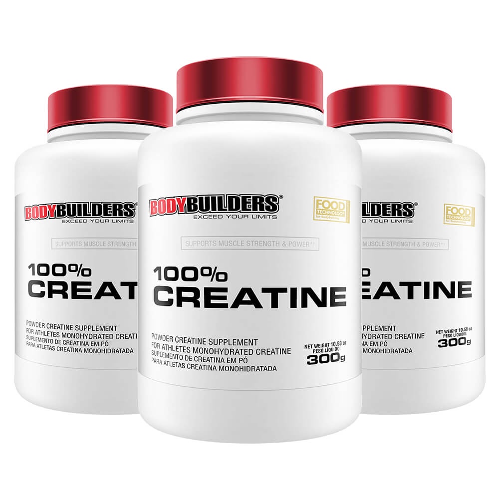 Kit 3x Creatina Monohidratada 100% Pura Importada 300g - Bodybuilders
