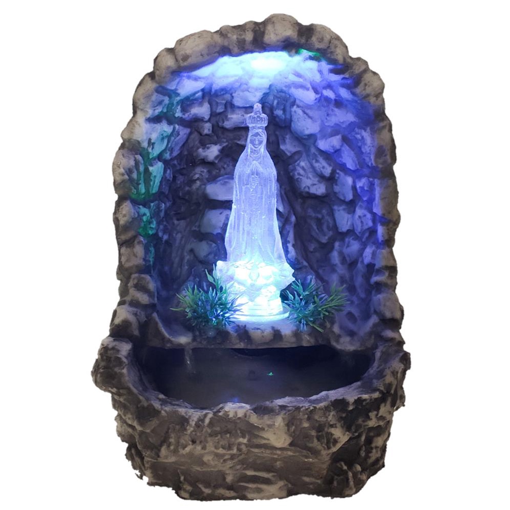 Fonte de água Nossa Senhora de Fatima fátima cascata gruta com Luz Colorida