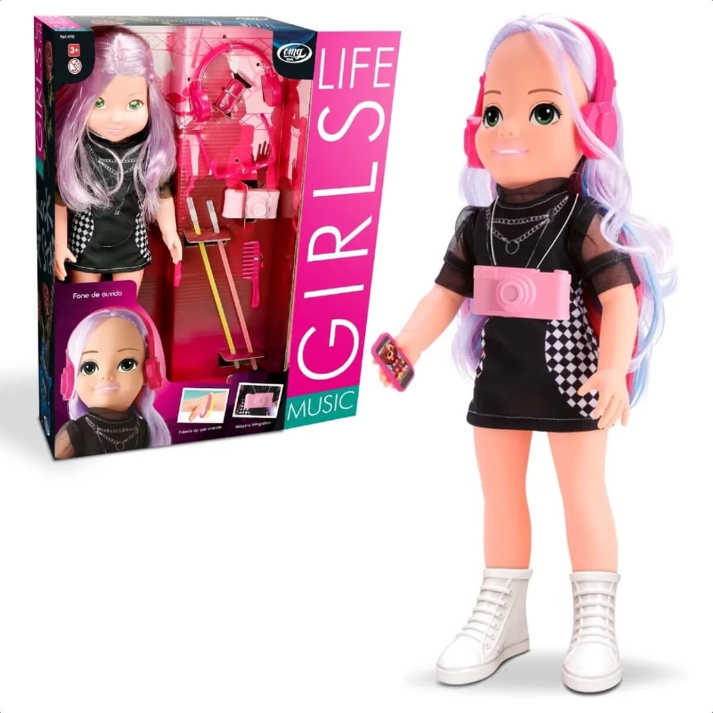 Brinquedo Boneca Girls Life Music 100% Vinil Com Acessórios Faz de Conta Brincadeira Menina Omg Kids - 4910 em Oferta na Shopee