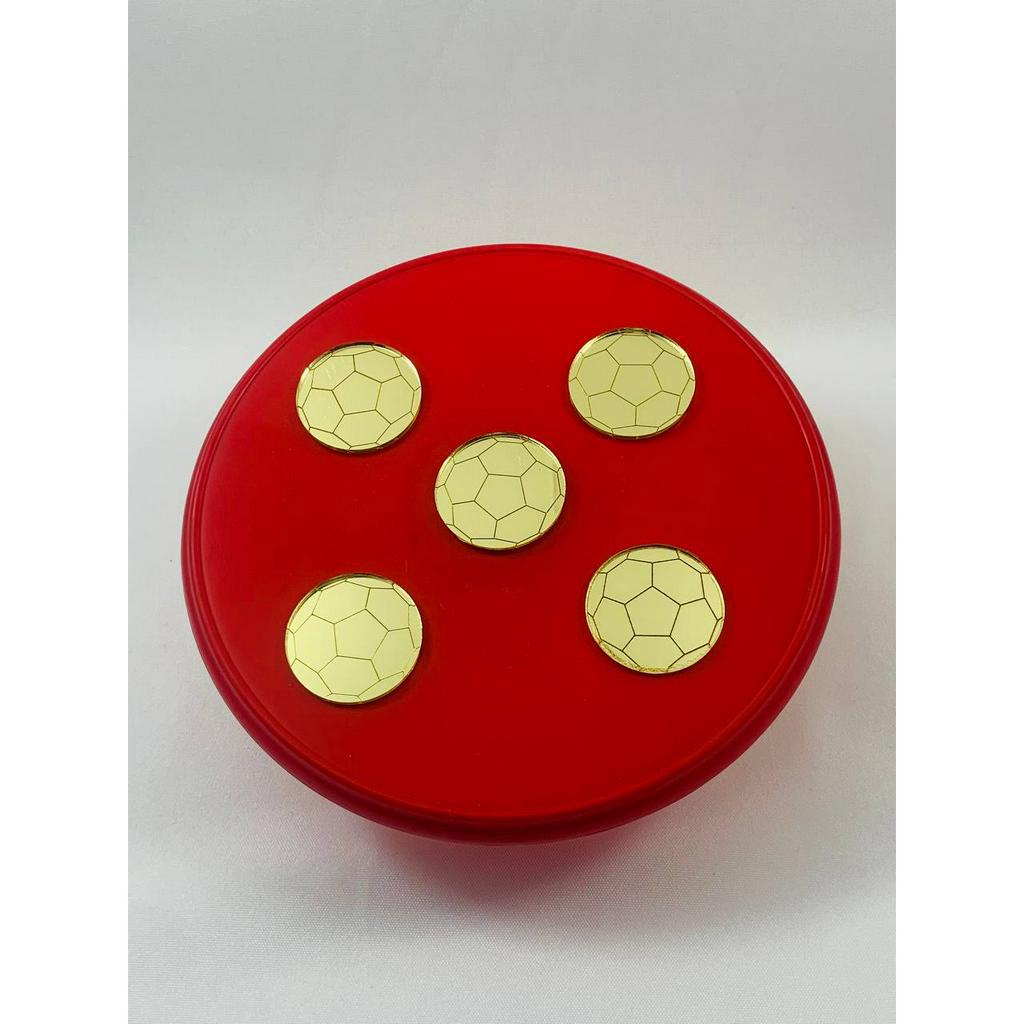 50 Aplique de Acrílico Espelhado Dourado 4 CM Bola de Futebol KIT 50 Unidades