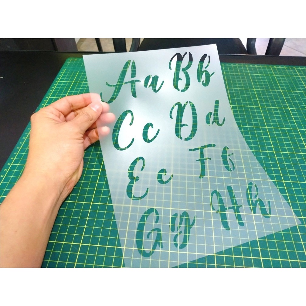 Stencil Letras Cursivas 5cm para Pinturas Alfabeto Cursivo