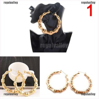Royalvalley Brincos Grandes De Bambu De Hip-Hop Senhora Hoop/Orelha De Argolas