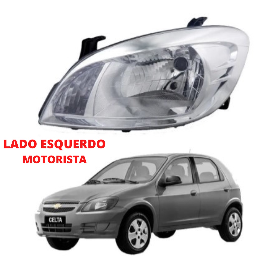 Farol Celta Mascara Cromada Lado Esquerdo 2006 2007 2008 2009 2010 2011 2012 2013 2014