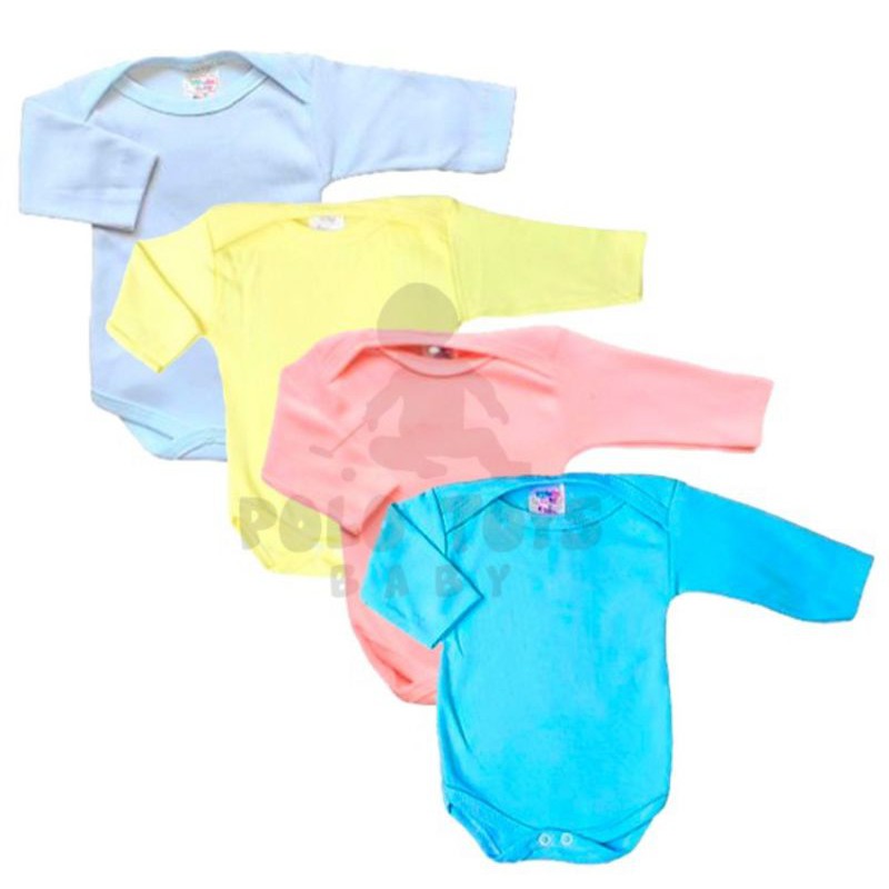 Body Manga Longa bebê algodão enxoval varias cores