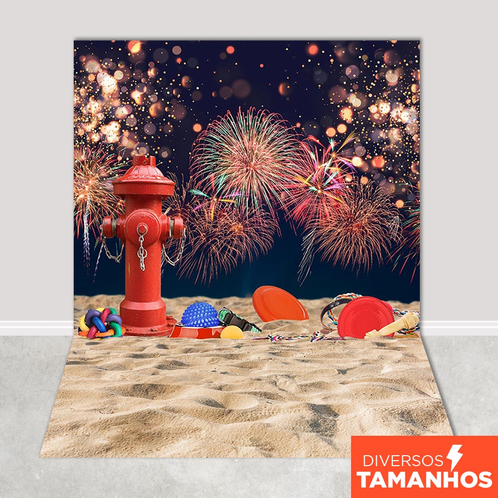 Fundo Fotográfico Pet Shop Ano Novo Cenário Praia Em Tecido 1,20x1,70m - PET-06