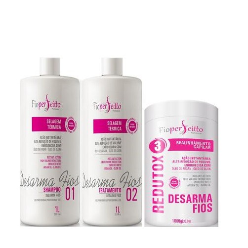 -Selagem termica fios perfeitos  2x1000ml + Bottox 1kg desarma cabelos