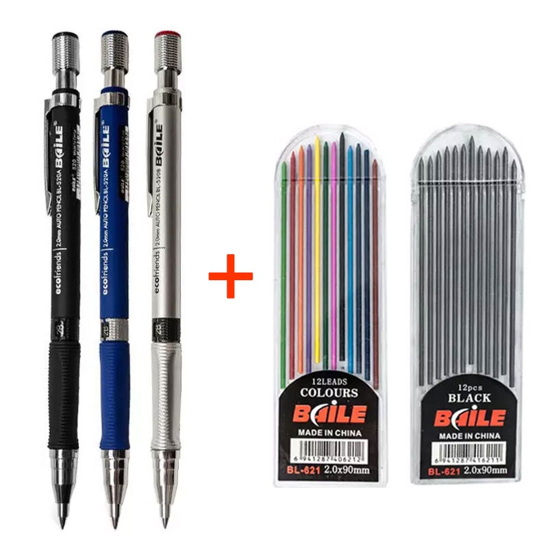 Lápis Mecânico De 2,0 mm/12 Cores/Refil/2B/Com Desenho/Escrita/Material De Escritório/Escola em Oferta na Shopee