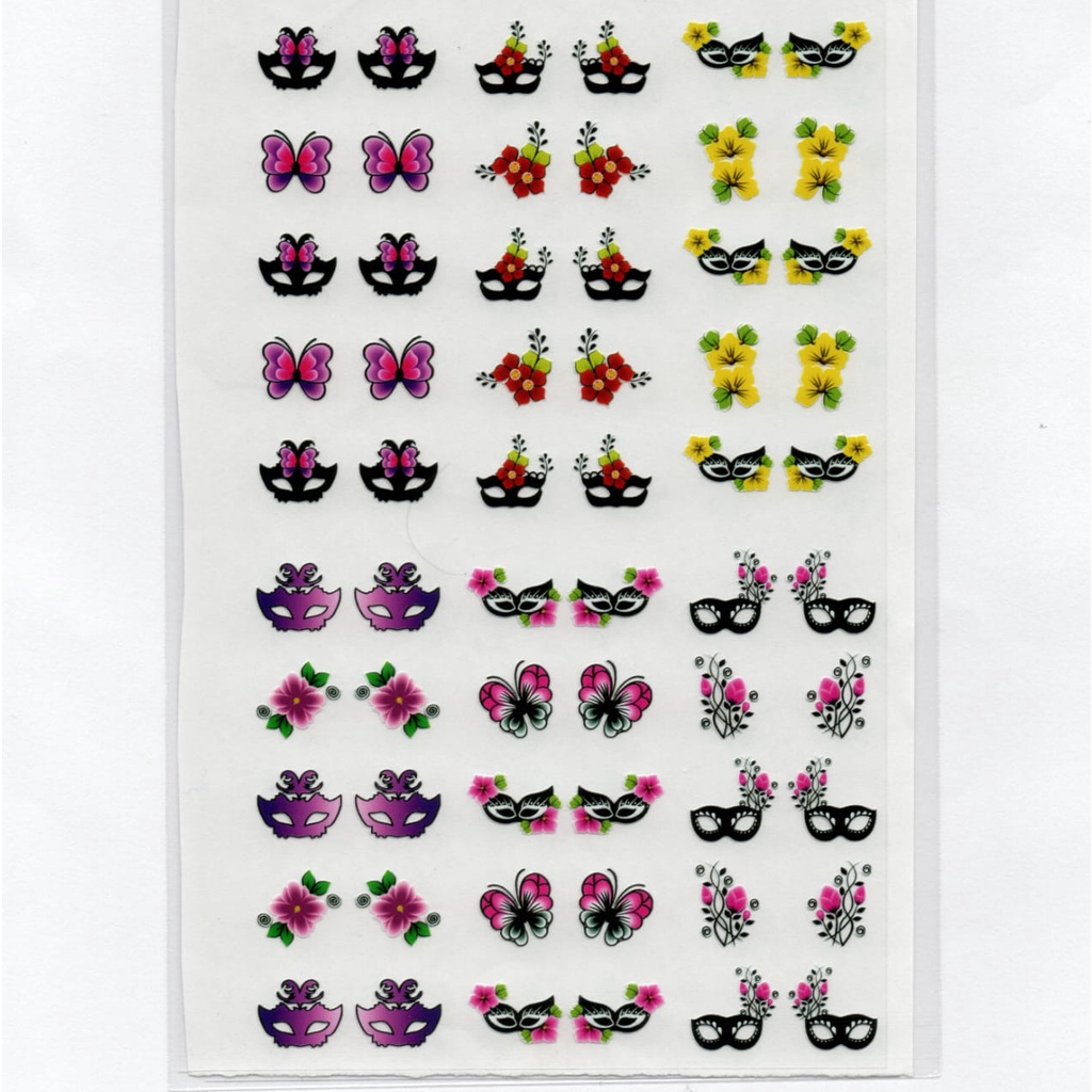 60 adesivos de unha 3D carnaval máscara PRÉ PRONTO - modelo 232-1 em Oferta na Shopee