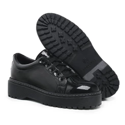 Sapato Oxford Feminino Mocassim Slip-Ons Sola Tratorada Coturno Cano Baixo