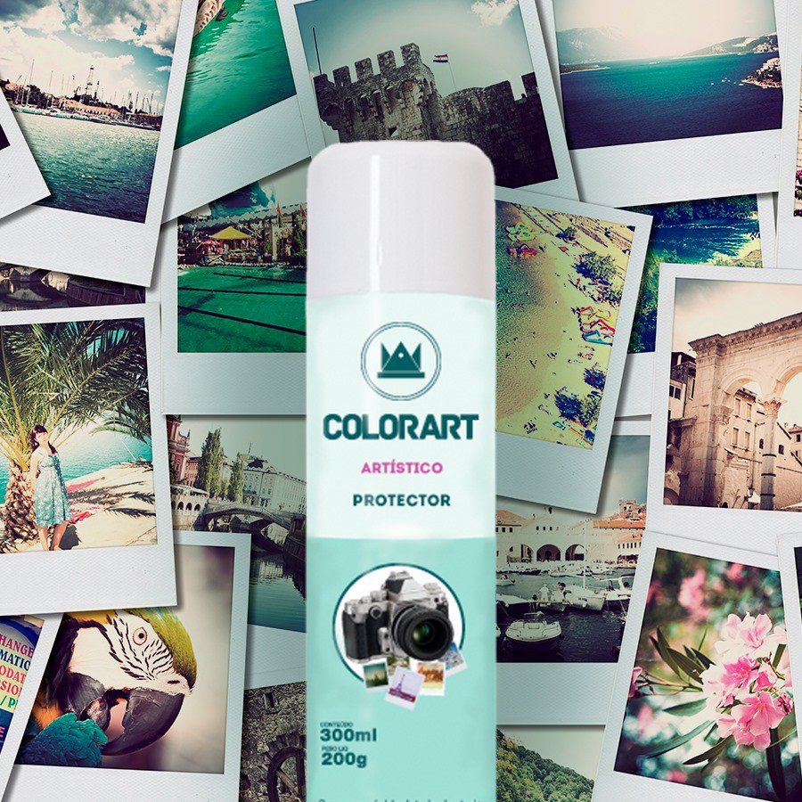 Verniz Spray Protector COLORART Brilhante Para fotos, gravuras, papeis, metais, gesso, madeira, cerâmica em Oferta na Shopee
