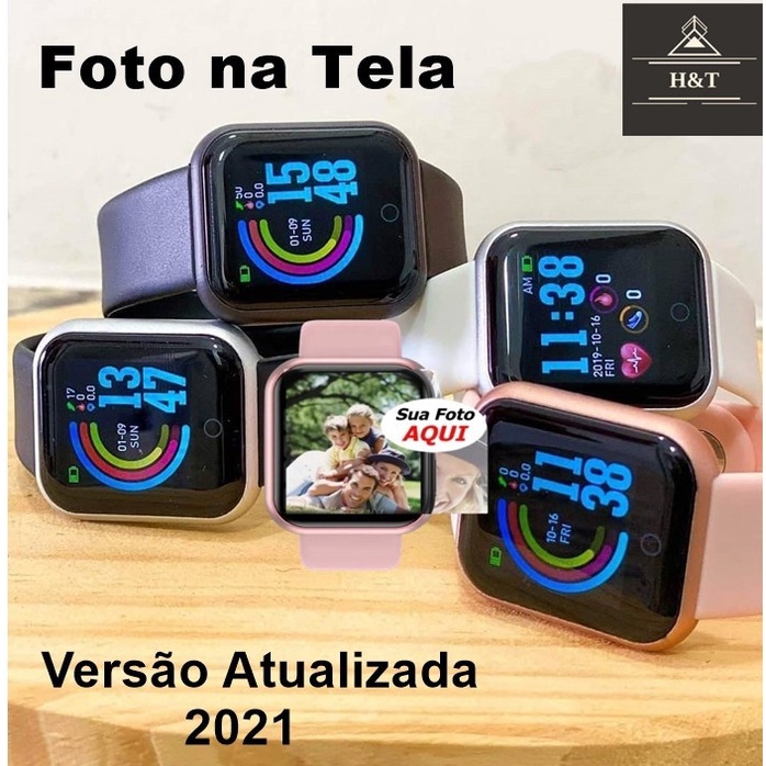Smartwatch relógio D28/ D20 Feminino com tela hd y68 D13 bluetooth smart watch coloca foto D20 com lembrete chamada monitor de frequência